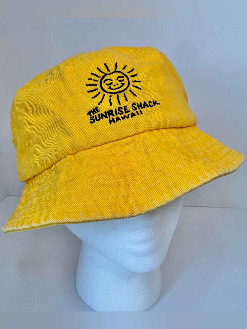 Sunrise Shack Hawaii “Shack Vibes” Golden Yellow Y2K Cotton Bucket Hat